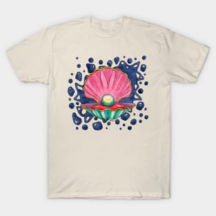 Cartoonish clam with pearl, bright seashell T-Shirt